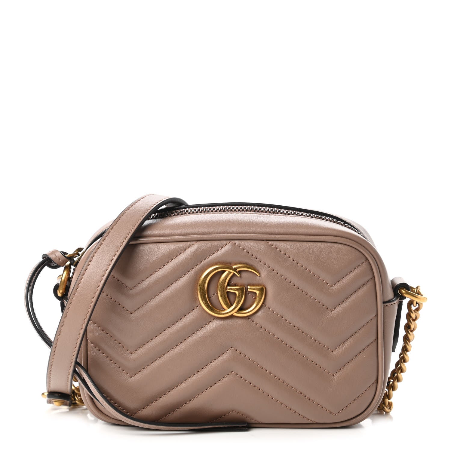 Gucci Calfskin Matelasse Mini GG Marmont Chain Shoulder Bag Porcelain Rose 1 of 10