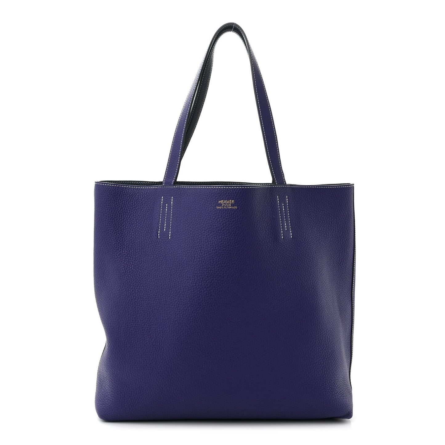 Taurillon Clemence Double Sens 36 Reversible Tote Iris Bleu De Malte