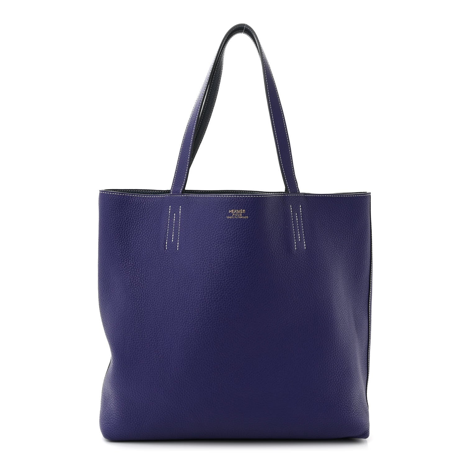 Hermes Taurillon Clemence Double Sens 36 Reversible Tote Iris Bleu De Malte 3 of 17