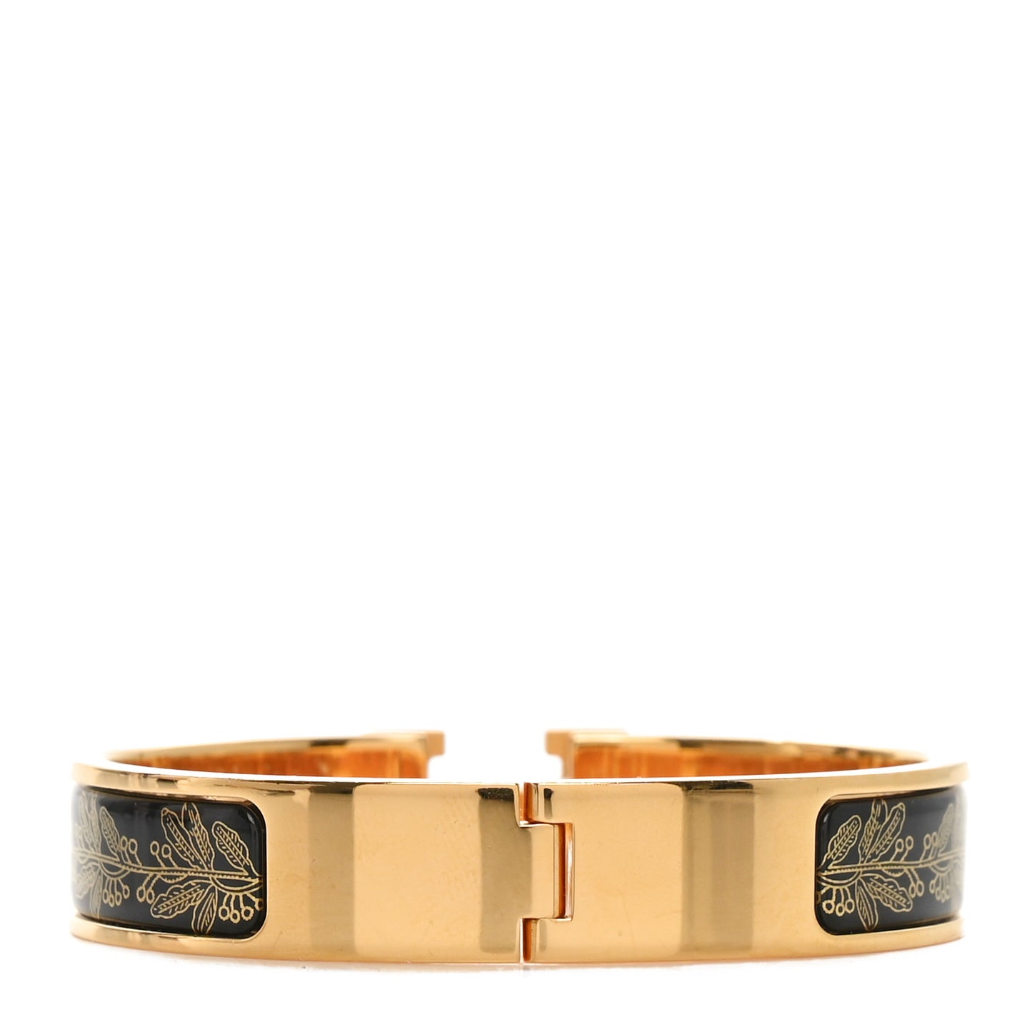 Enamel Printed Narrow Clic Clac H Bracelet PM Jaune Or Black
