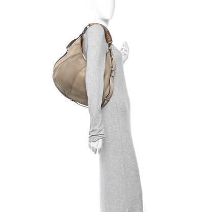 Saint Laurent Suede Buffalo Horn Mombasa Hobo Beige 2 of 11