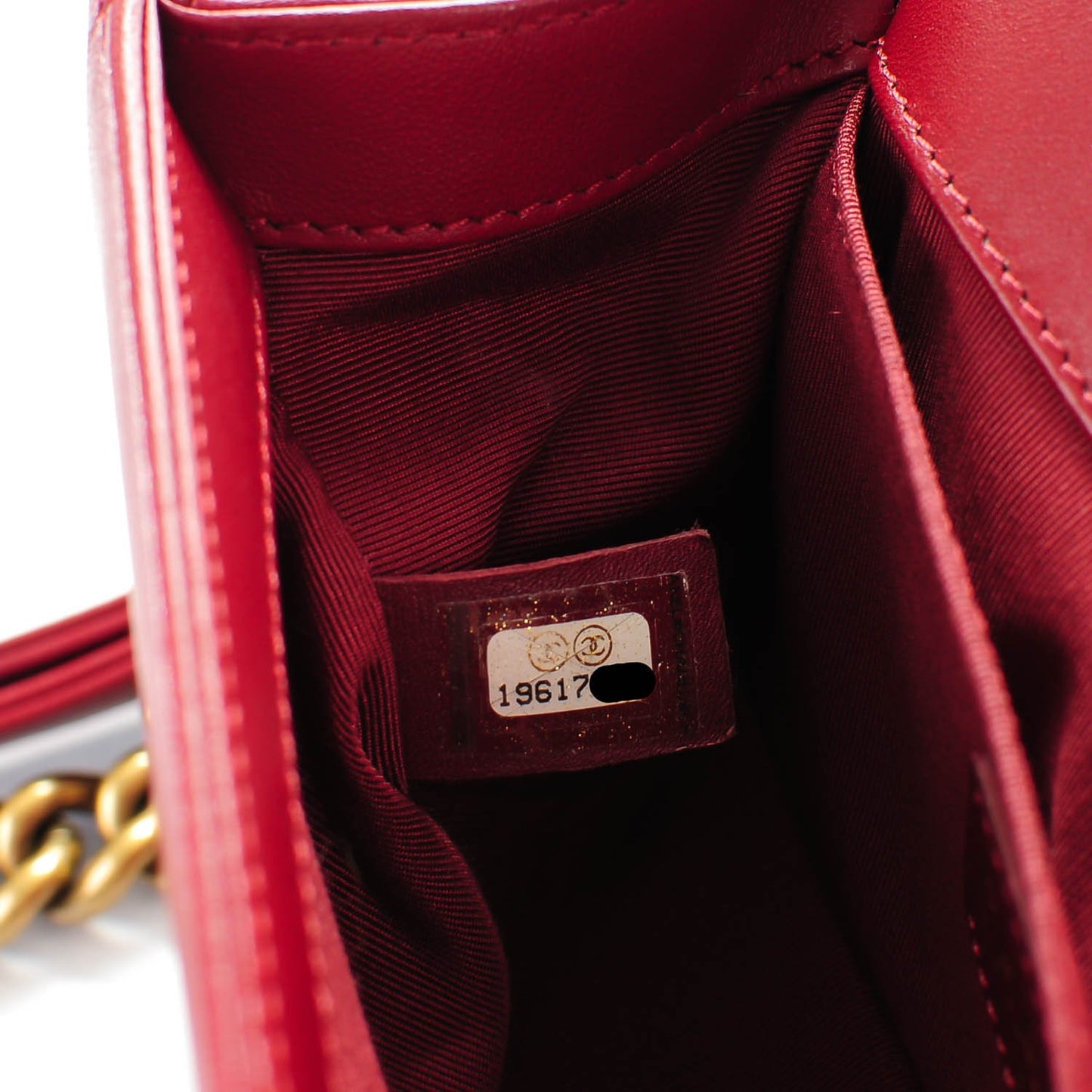 Lambskin Quilted Small Boy Flap Dark Red