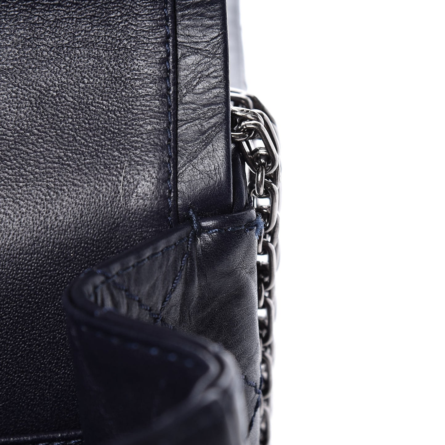 Aged Calfskin Quilted 2.55 Reissue 227 Flap Navy Blue