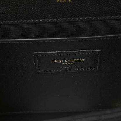Saint Laurent Grain De Poudre Textured Mixed Matelasse Triquilt Medium Monogram Satchel Black 6 of 9
