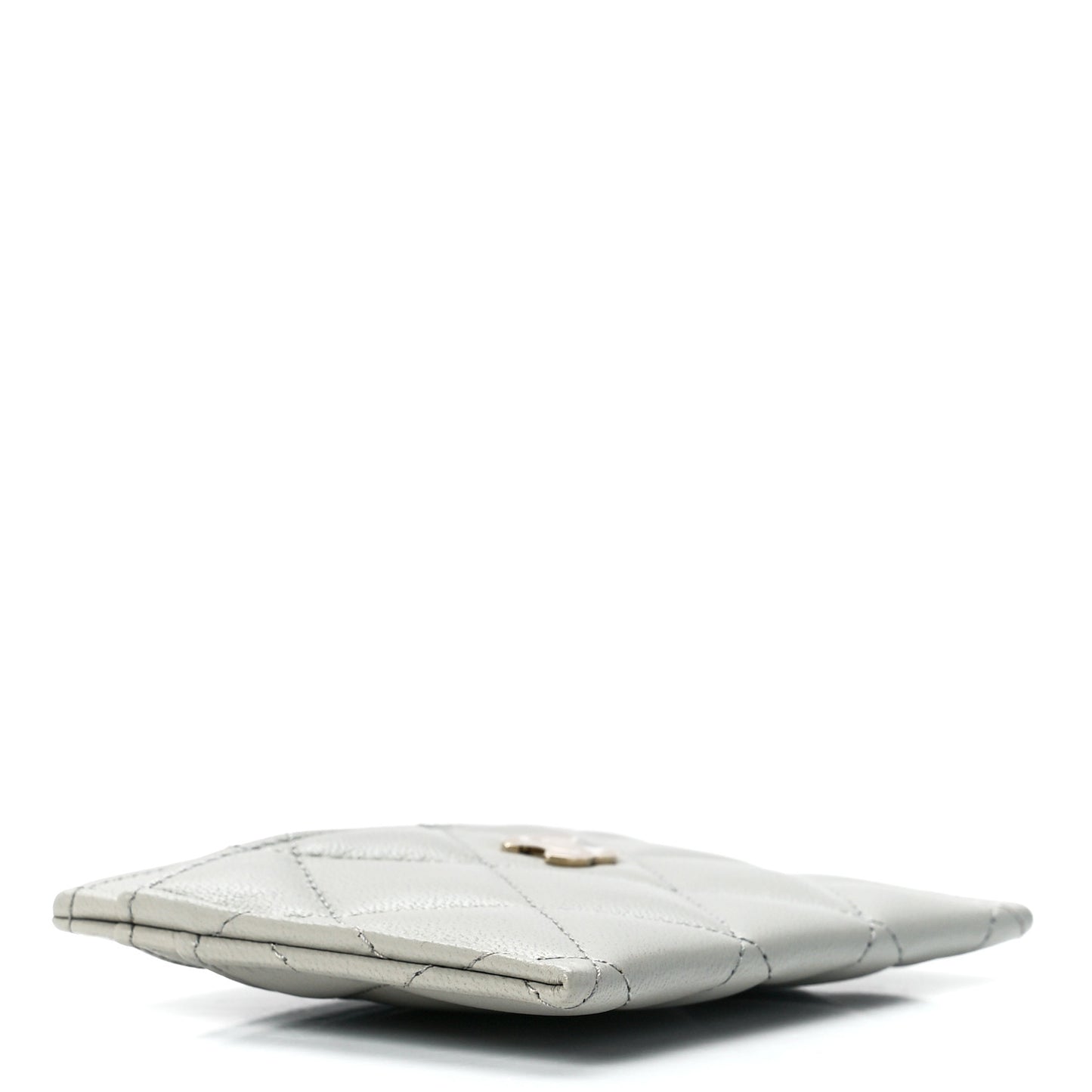 Lambskin Quilted Card Holder Grey
