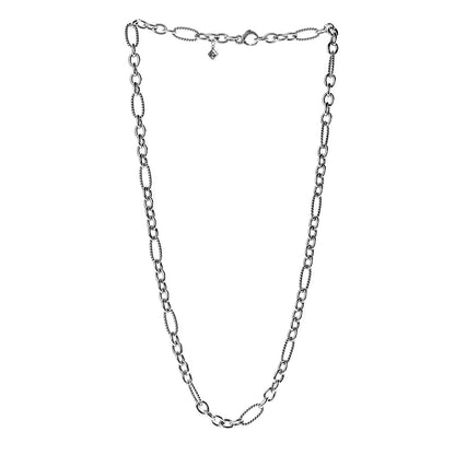David Yurman Sterling Silver 18K Yellow Gold Figaro Chain Link Necklace 3 of 5