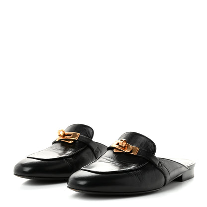 Hermes Goatskin Oz Mules 37.5 Black 2 of 10