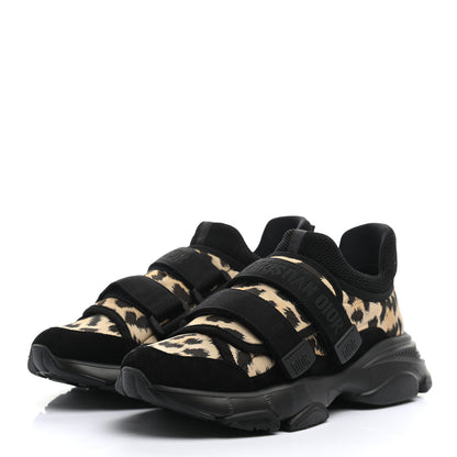 Christian Dior Technical Fabric Nylon Leopard Print Womens D-Wander Sneakers 38 Black 3 of 9
