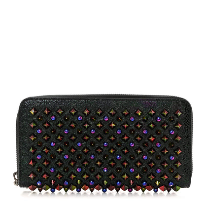 Christian Louboutin Metallic Patent Spikes Panettone Zip Around Wallet Black Multicolor Metal 1 of 6