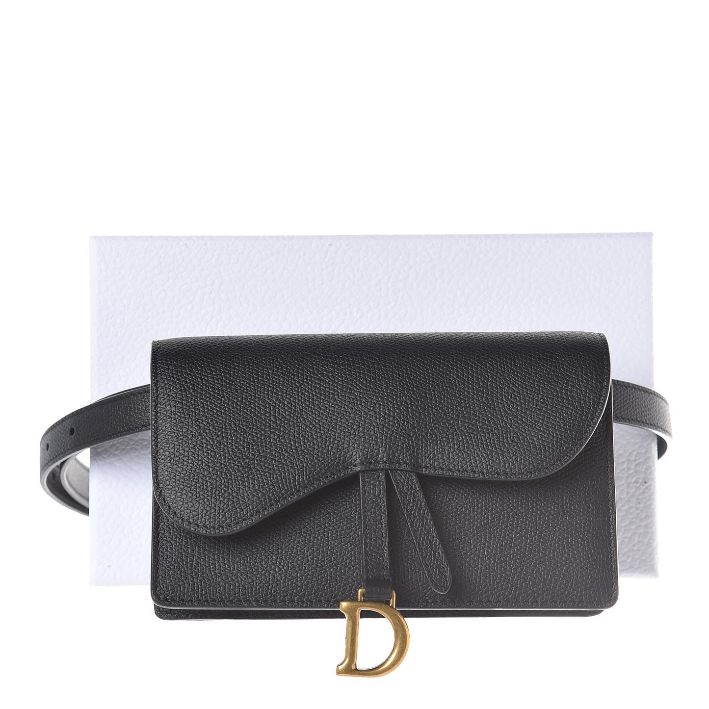 Grained Calfskin Saddle Belt Bag Black
