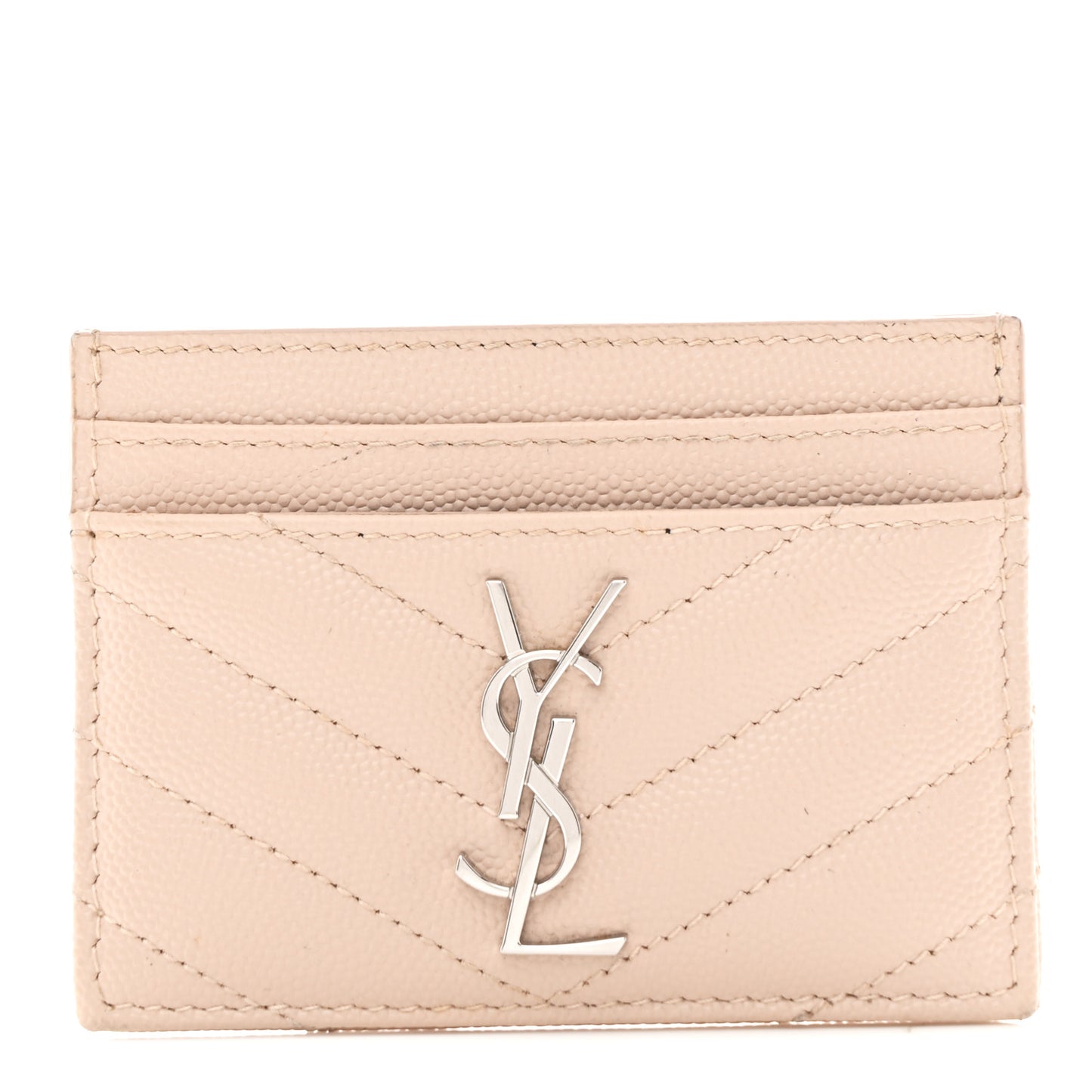 Grain De Poudre Matelasse Chevron Monogram Credit Card Case Pale Pink