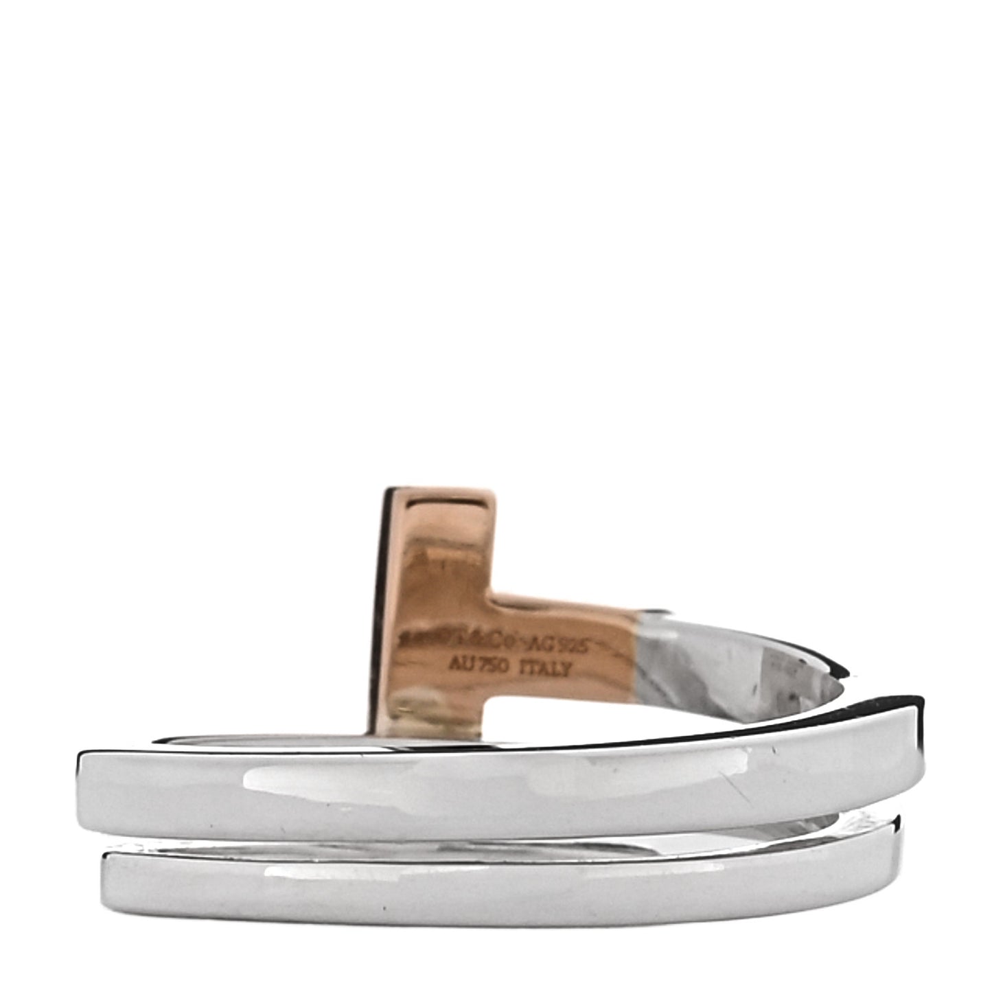 18K Rose Gold Sterling Silver T Square Wrap Ring 53 6.5