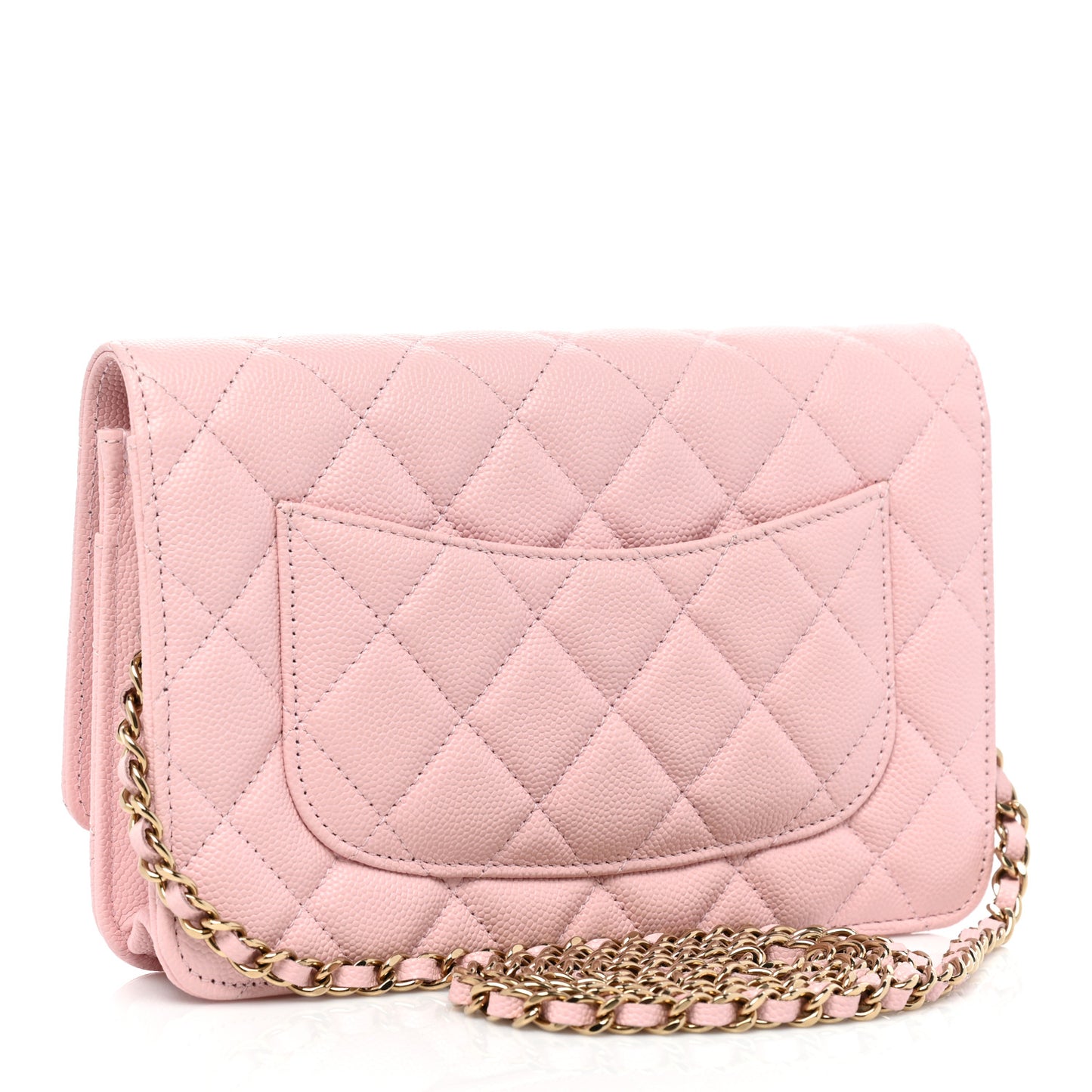 Caviar Quilted Wallet On Chain WOC Light Pink
