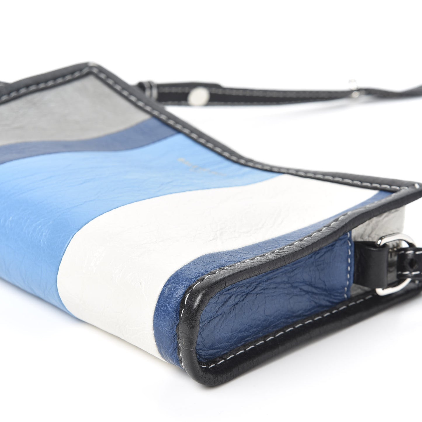Veau Arena Multicolore Bazar Strap Clutch Bleu Gris White Black