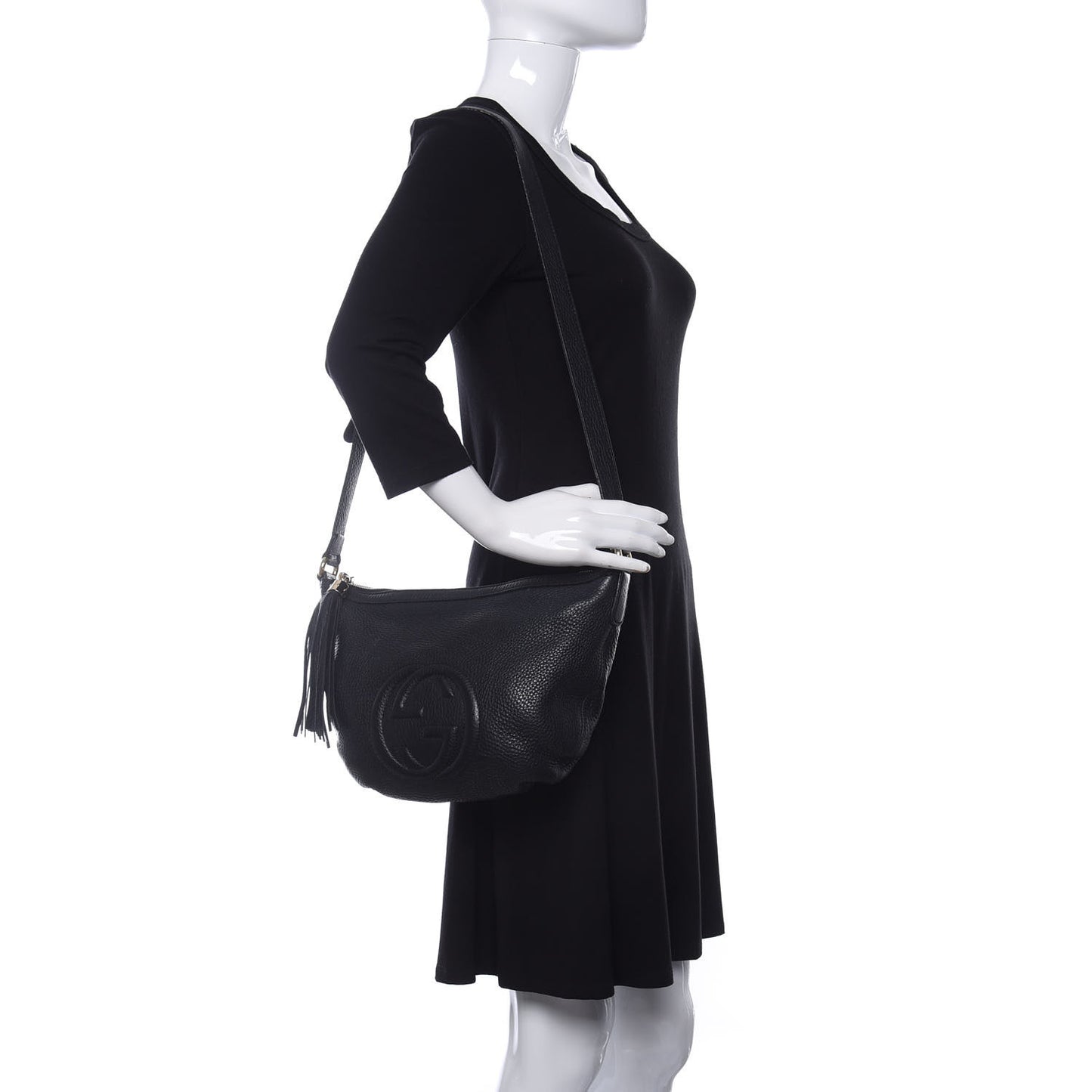 Pebbled Calfskin Small Soho Hobo Black