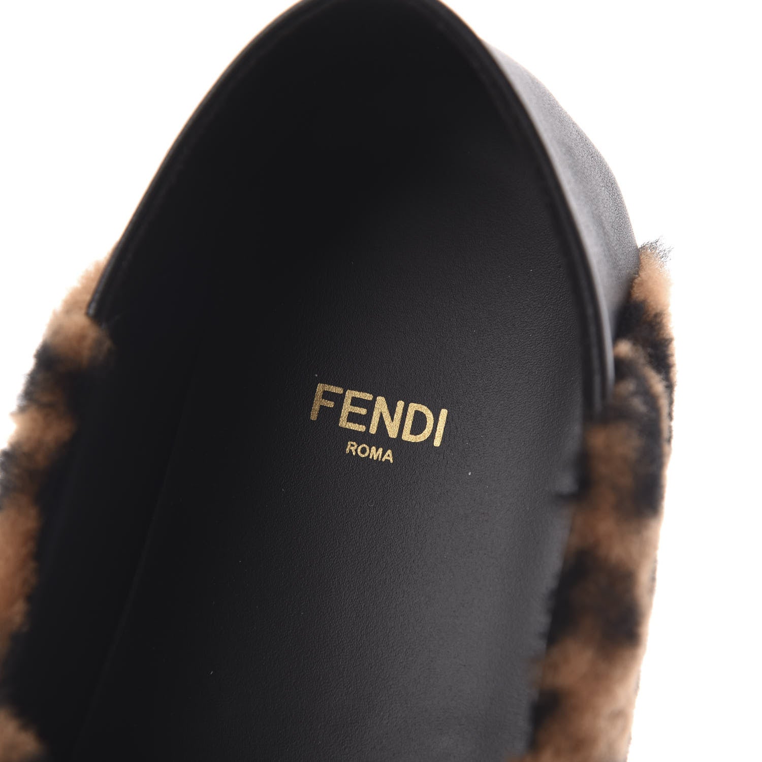Fendi Shearling Nappa FF Slippers 39 Tobacco Black 6 of 7