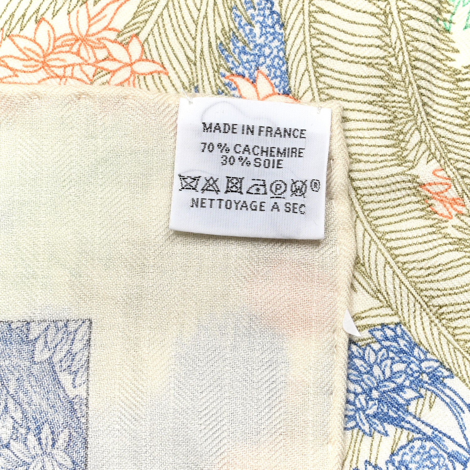Hermes Cashmere Silk Faubourg Tropical Shawl 140 White Bleu Abricot 4 of 6