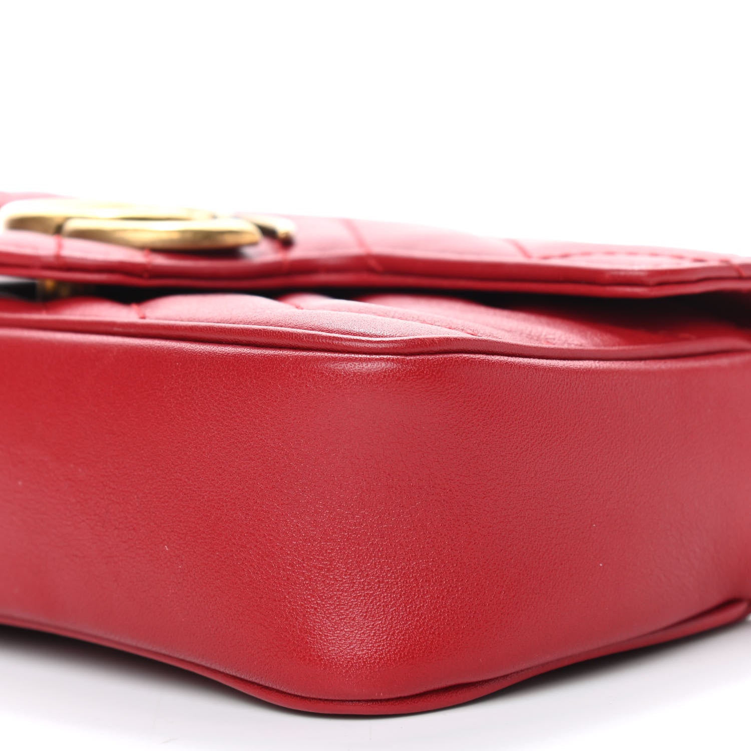 Gucci Calfskin Matelasse Super Mini GG Marmont Shoulder Bag Hibiscus Red 9 of 9