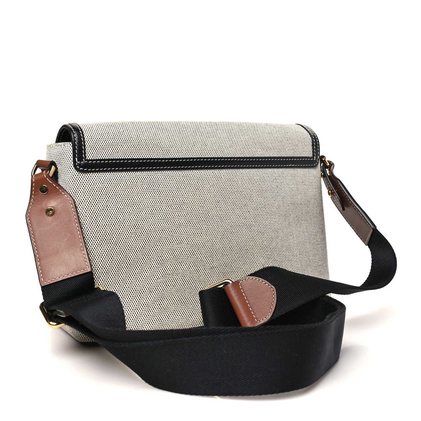 Canvas Horseferry Print Note Crossbody Bag Grey Black