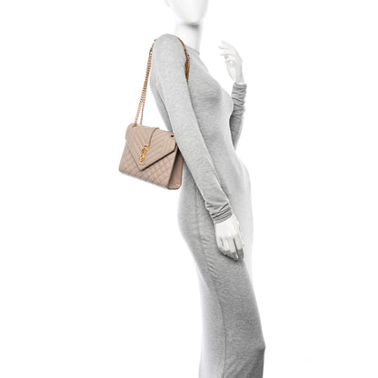 Saint Laurent Grain De Poudre Textured Mixed Matelasse Medium Triquilt Monogram Satchel Dark Beige 2 of 15