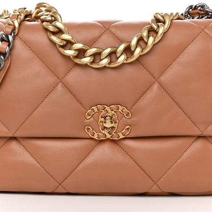 Chanel Lambskin Quilted Large Chanel 19 Flap Brown 8 of 12