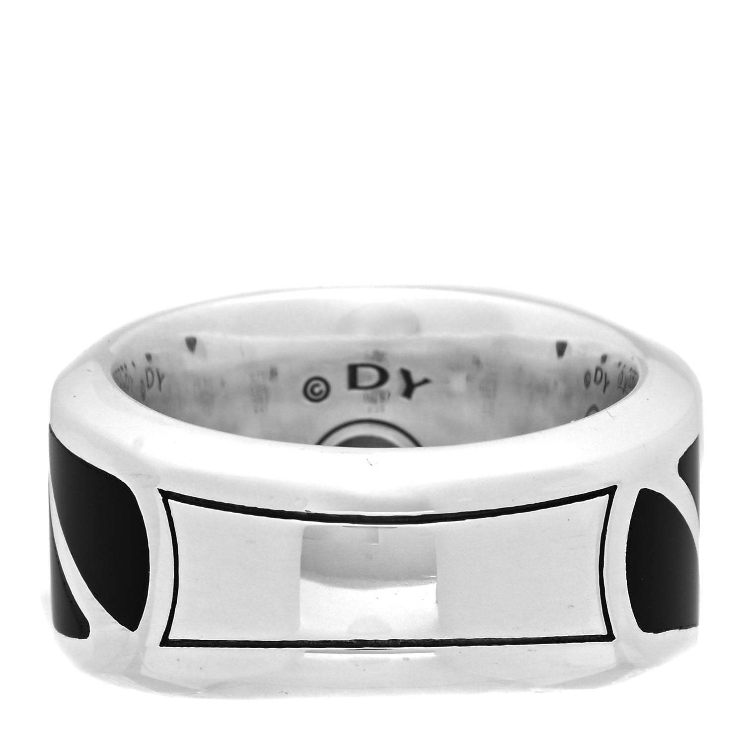 David Yurman Sterling Silver Black Onyx 16mm Graphic Cable Band Ring 63 10.25 3 of 4