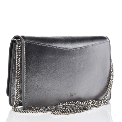 Givenchy Metallic Goatskin Emblem Chain Wallet Silver 3 of 9