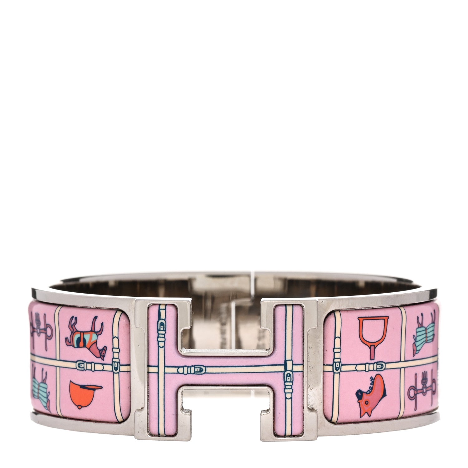 Hermes Enamel Printed Wide Couvertures et Tenues de Jour Clic Clac H Bracelet PM Color Patch 1 of 4