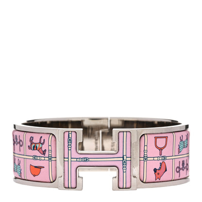 Hermes Enamel Printed Wide Couvertures et Tenues de Jour Clic Clac H Bracelet PM Color Patch 1 of 4
