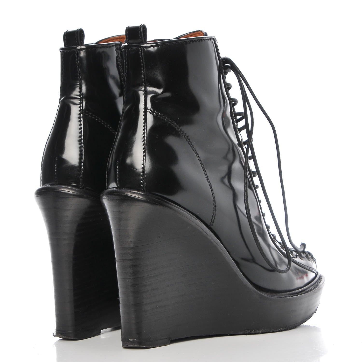 Givenchy Patent Corset Wedge Boots 38 Black 4 of 12