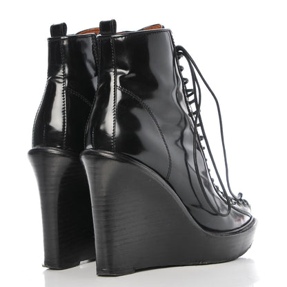 Givenchy Patent Corset Wedge Boots 38 Black 4 of 12