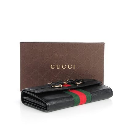 Gucci Calfskin Web Horsebit Chain Clutch Wallet Black 4 of 8