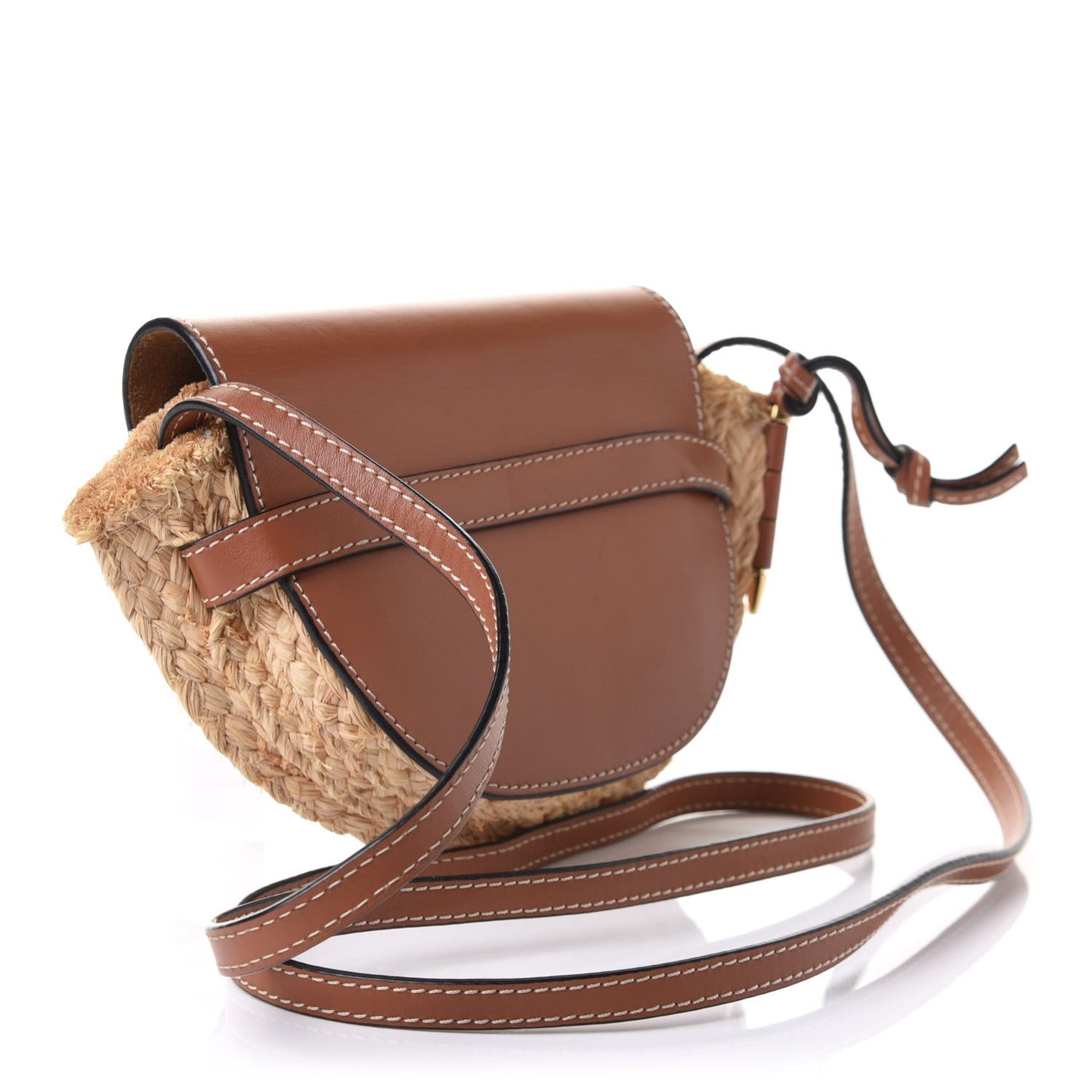 Calfskin Raffia Mini Gate Crossbody Bag Natural Tan