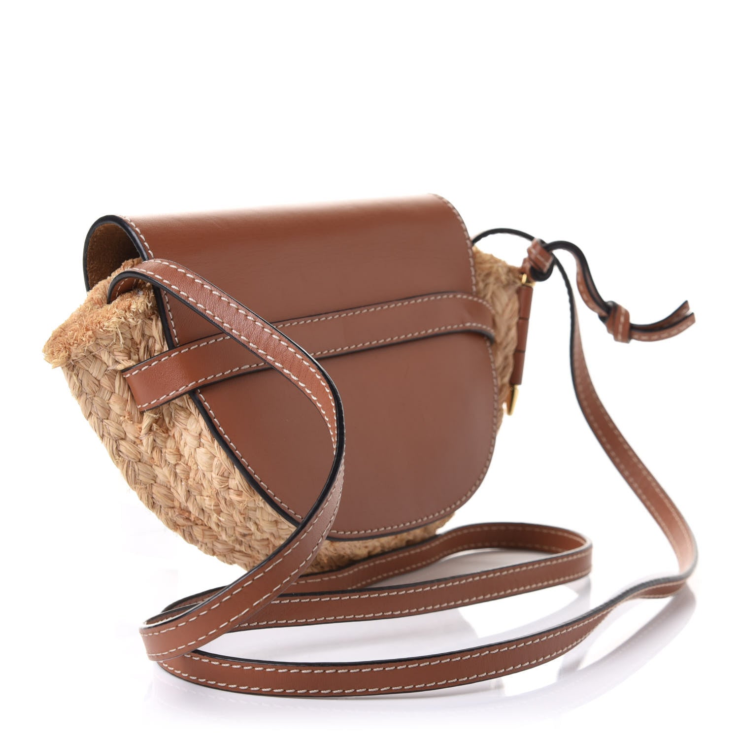 Loewe Calfskin Raffia Mini Gate Crossbody Bag Natural Tan 3 of 11