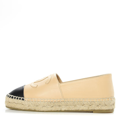 Chanel Lambskin CC Espadrilles 35 Beige Black 1 of 9