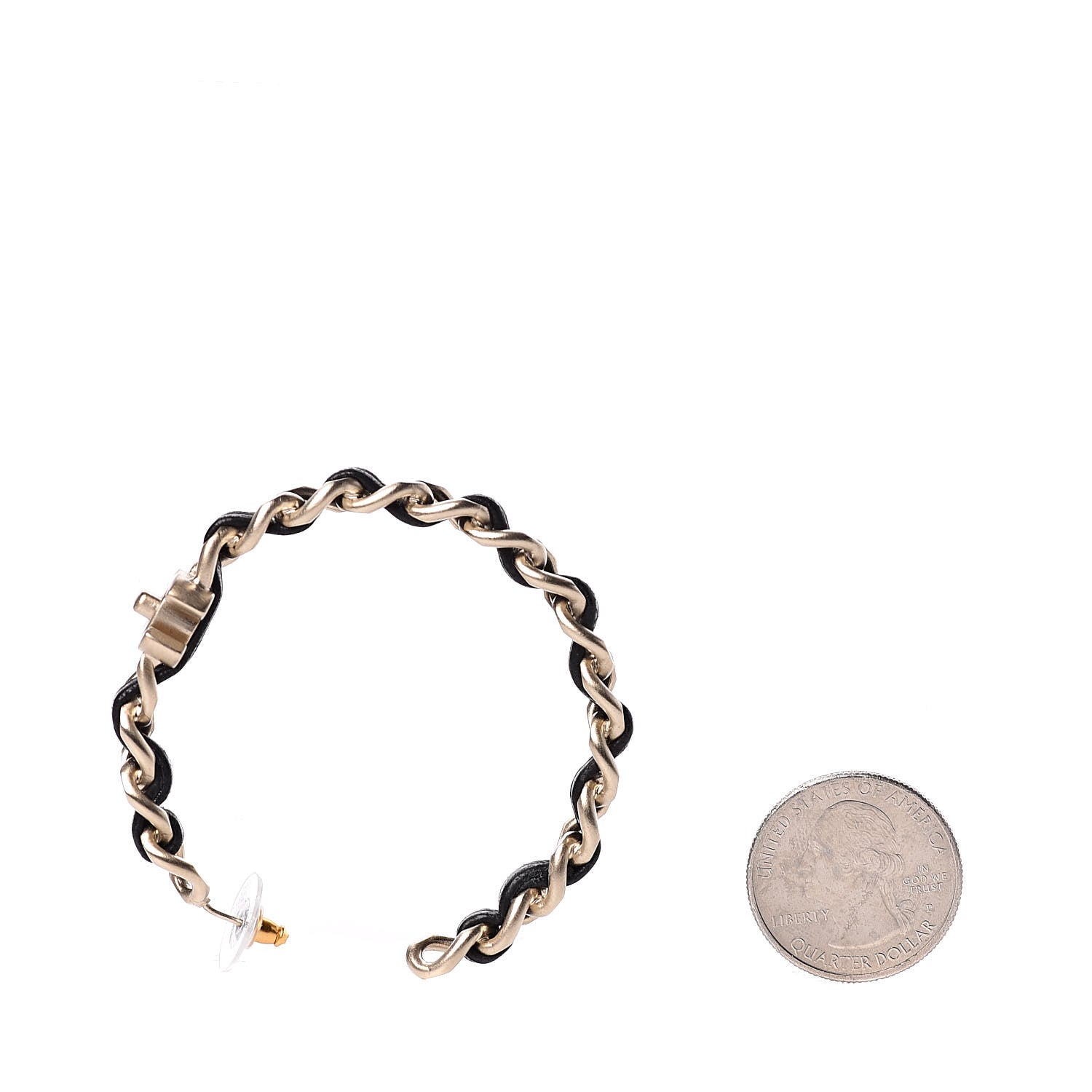 Chanel Lambskin Pearl More Is More CC Chain Hoop Earrings Gold Black 2 of 4