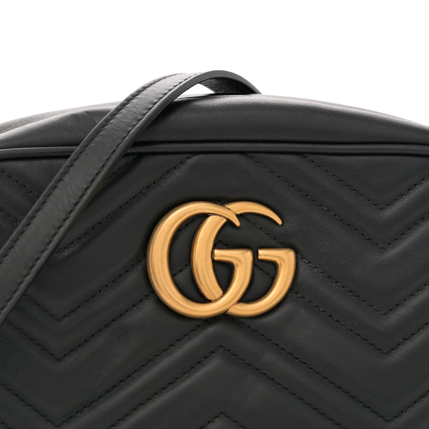 Calfskin Matelasse Small GG Marmont Chain Shoulder Bag Black