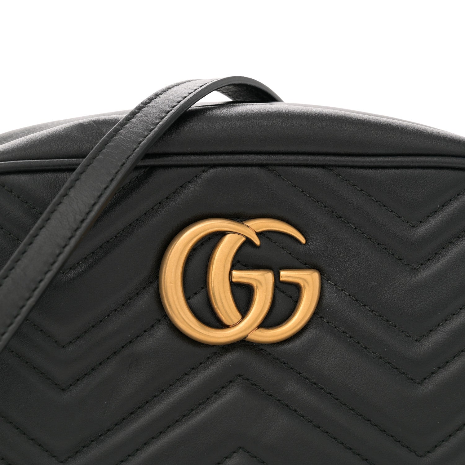 Gucci Calfskin Matelasse Small GG Marmont Chain Shoulder Bag Black 8 of 13