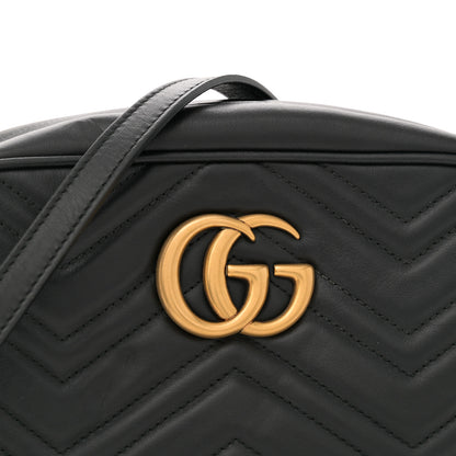Gucci Calfskin Matelasse Small GG Marmont Chain Shoulder Bag Black 8 of 13