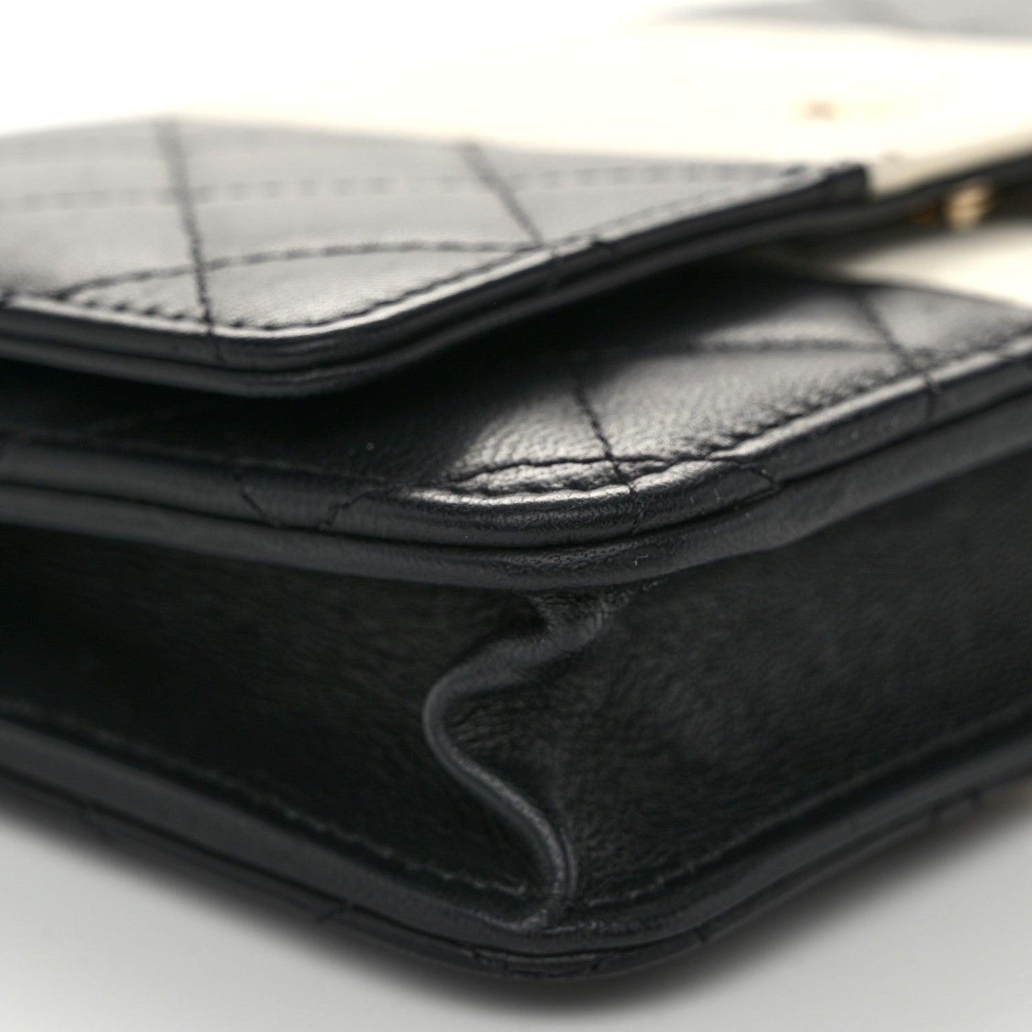 Chanel Lambskin Quilted Wallet On Chain WOC White Black 10 of 13