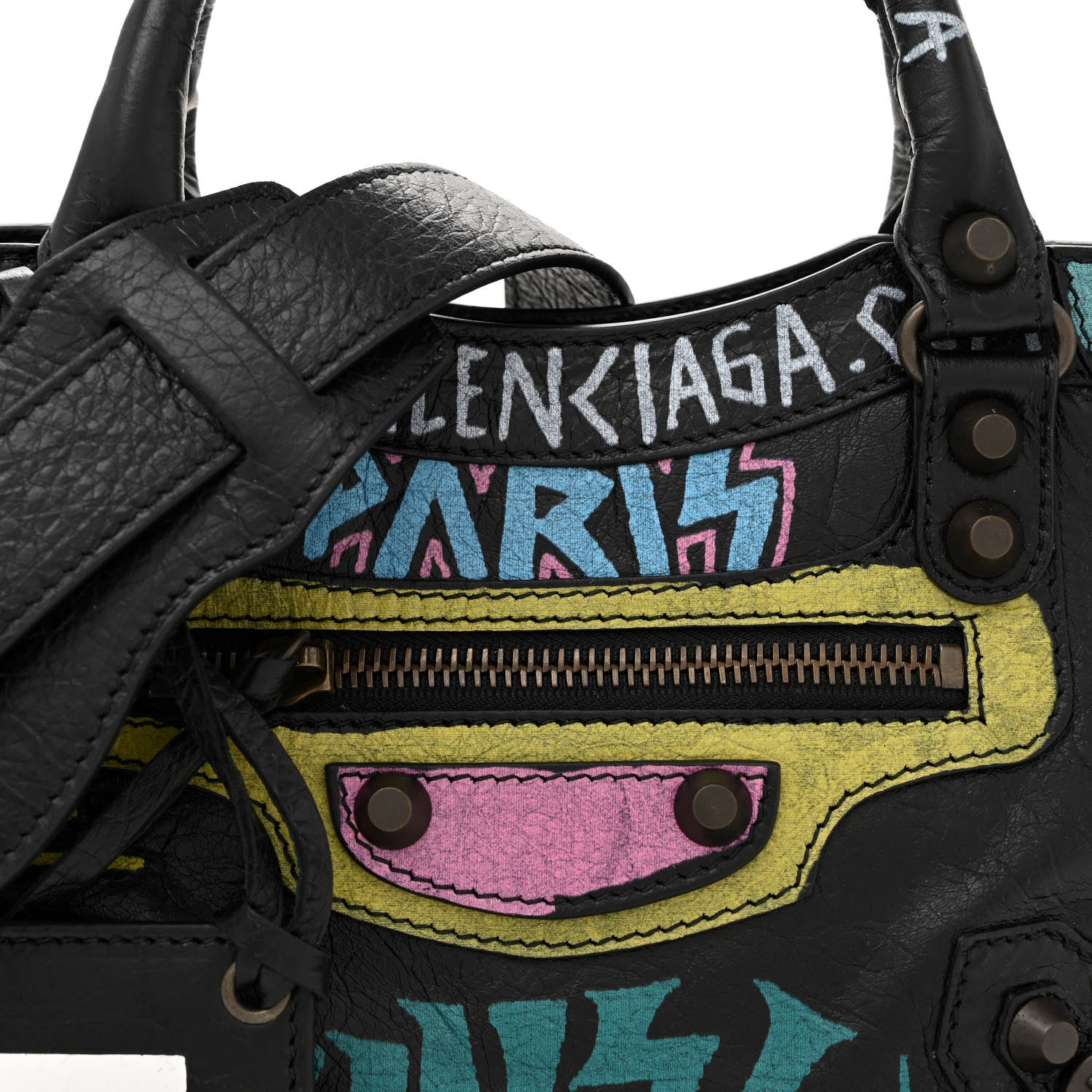 Balenciaga Agneau Arena Graffiti All Over Classic Hardware Mini City Black Multicolor 8 of 10