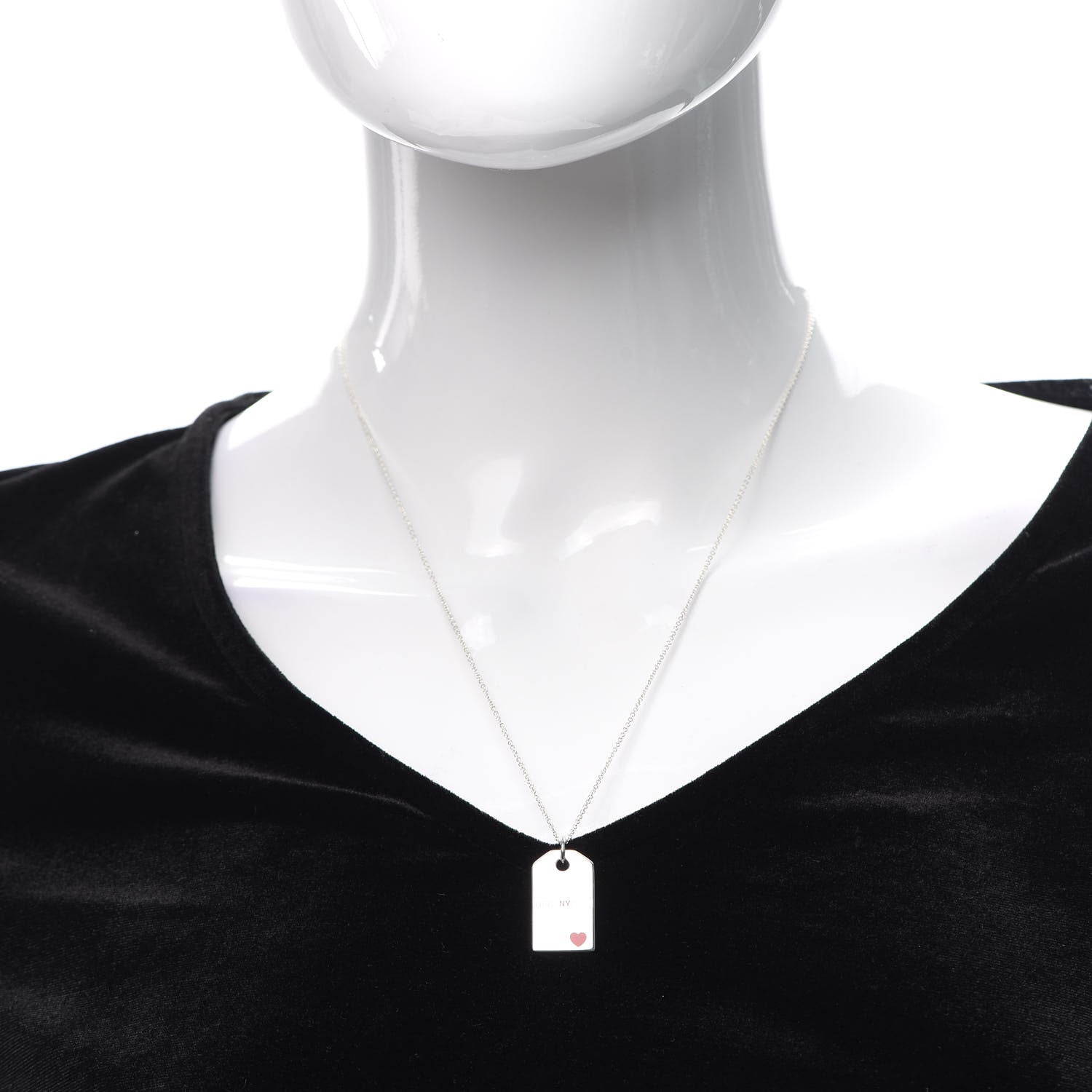 Tiffany Sterling Silver NY Tag Necklace Red 2 of 6