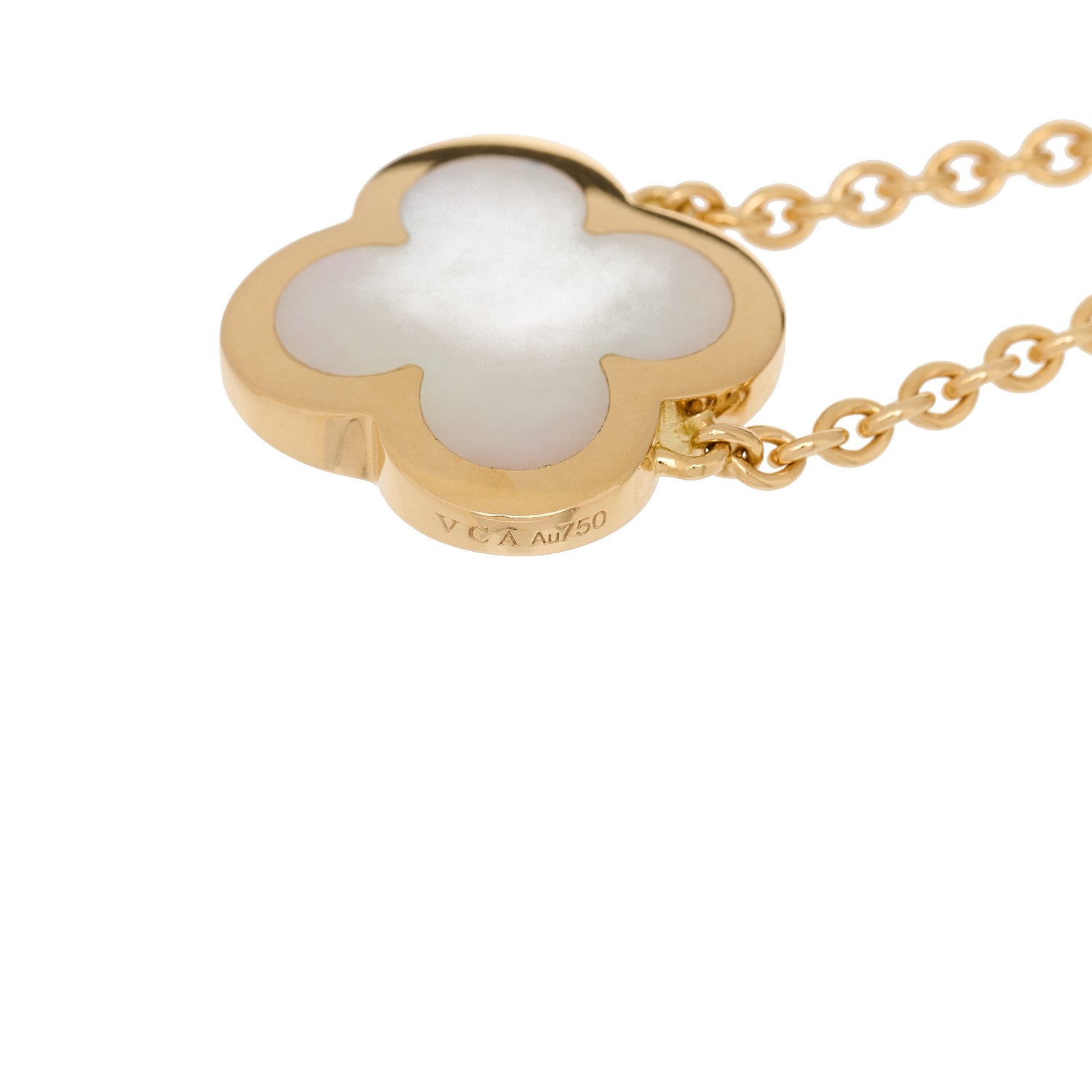 Van Cleef & Arpels 18K Yellow Gold Mother of Pearl Pure Alhambra Pendant Necklace 5 of 7