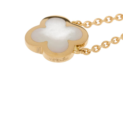 Van Cleef & Arpels 18K Yellow Gold Mother of Pearl Pure Alhambra Pendant Necklace 5 of 7