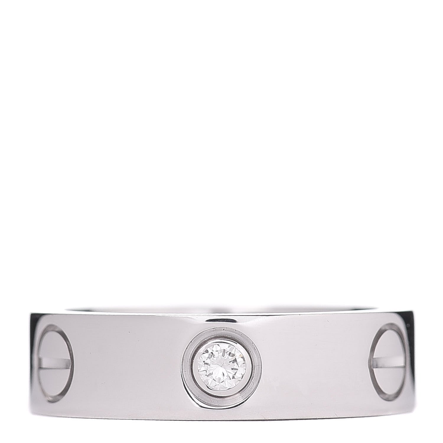 Cartier 18K White Gold 3 Diamond 5.5mm LOVE Ring 53 6.5 3 of 4