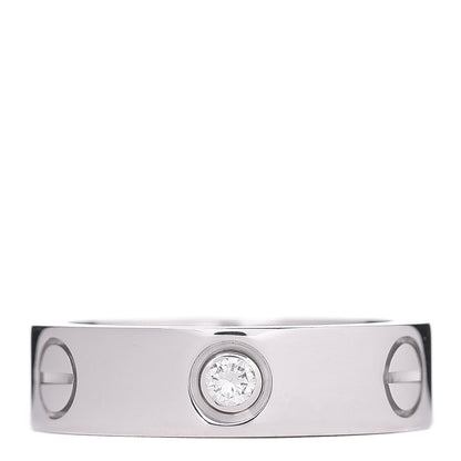 Cartier 18K White Gold 3 Diamond 5.5mm LOVE Ring 53 6.5 3 of 4