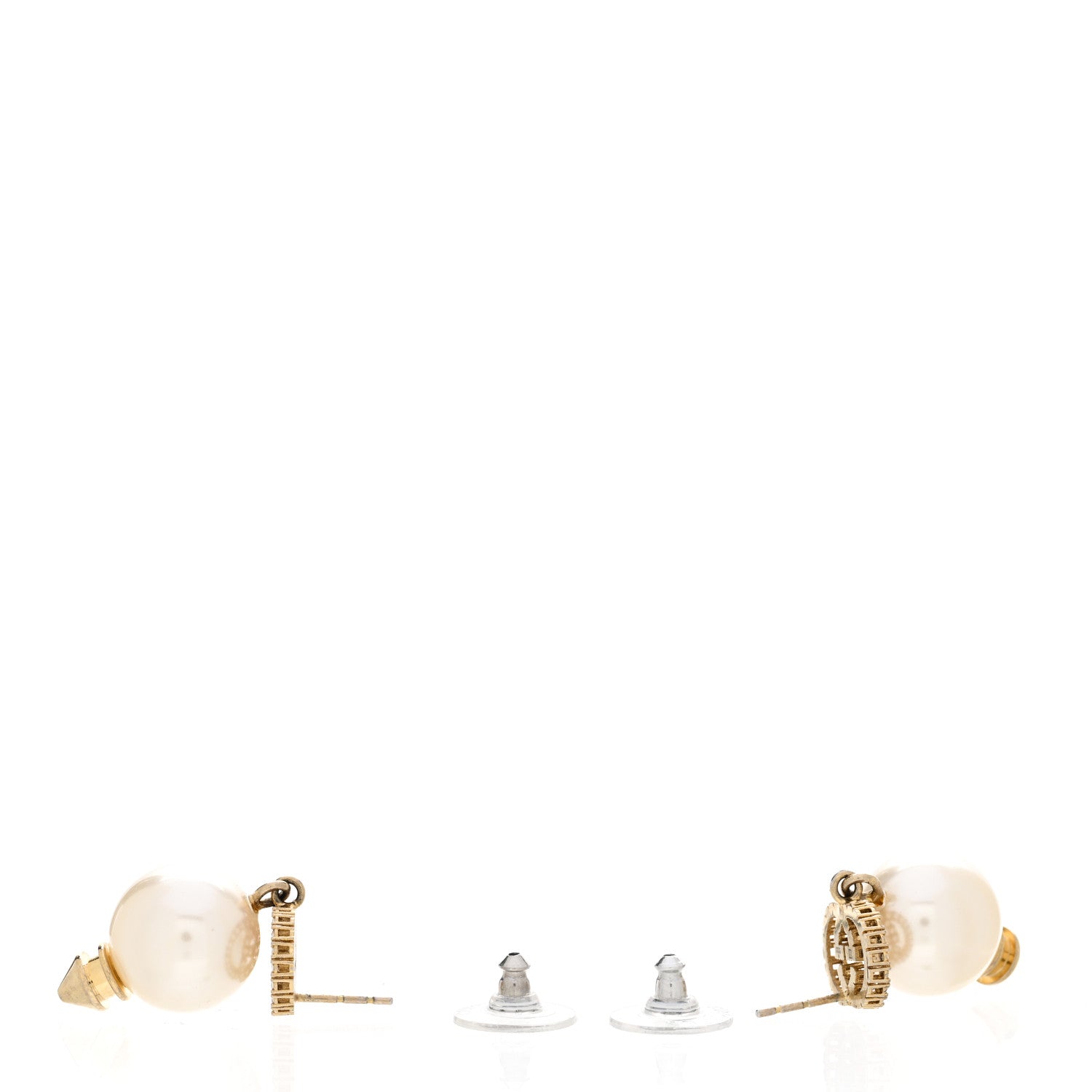Gucci Metal Crystal Pearl Interlocking G Earrings Shiny Gold 3 of 6