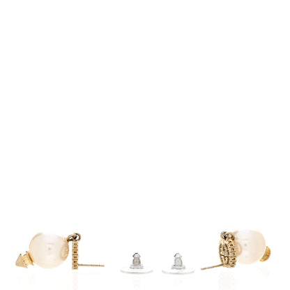 Gucci Metal Crystal Pearl Interlocking G Earrings Shiny Gold 3 of 6