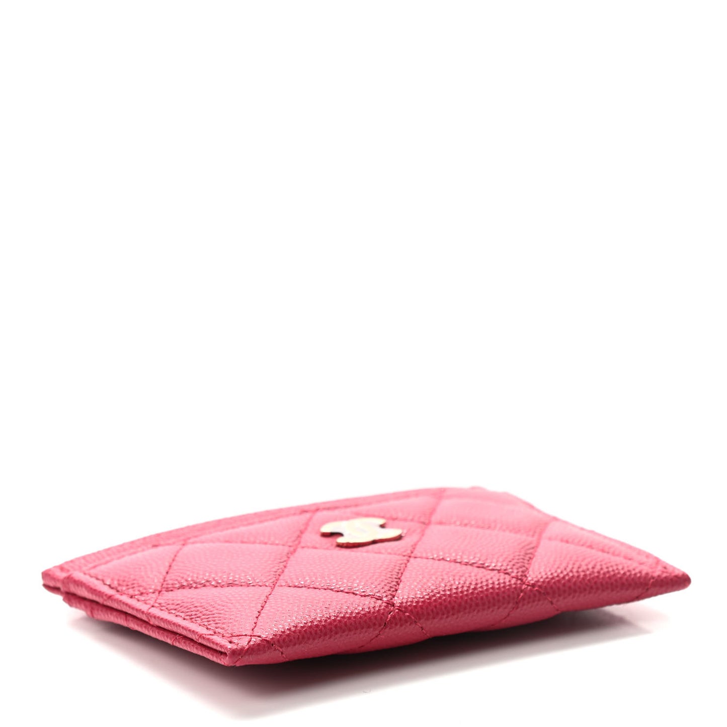 Caviar Quilted Card Holder Dark Pink