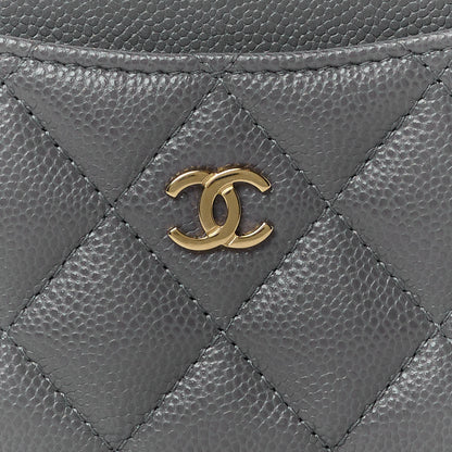 Chanel Caviar Quilted CC Zip Around Card Holder Grey 8 of 11